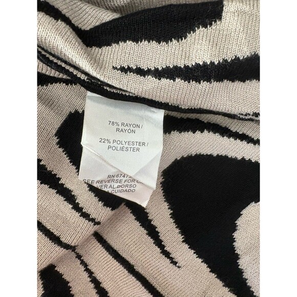 Gabby Skye Sweater Dress Women's L Black & Tan Knit Short Sleeves Fit & Flare - Picture 9 of 10